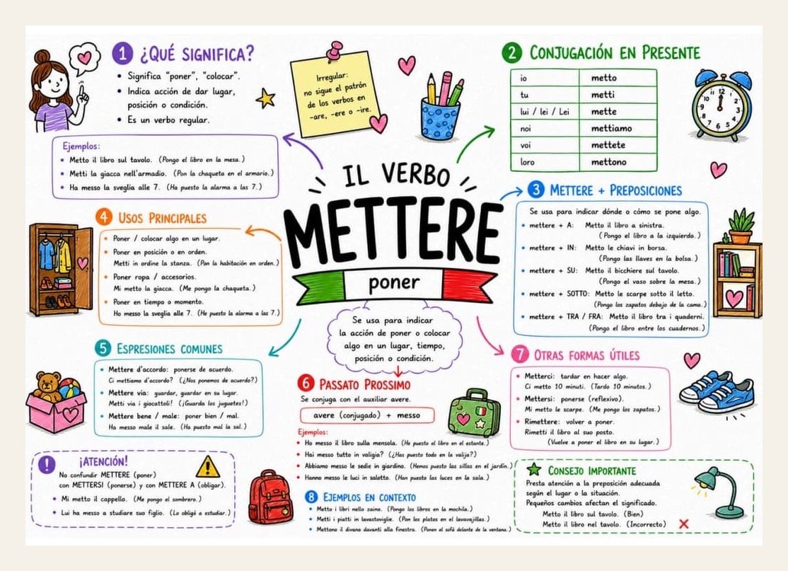 Lámina 6 del método: mapa mental de italiano